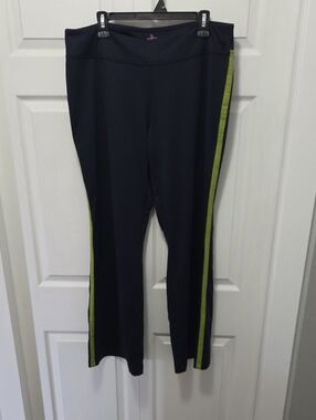 Weekenders XL Black Track Pants with Lime Side Stripe